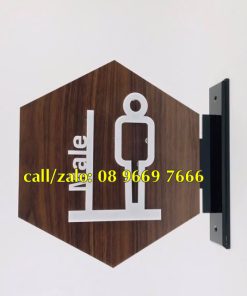 Biển hiệu wc gỗ ngang 2 mặt.