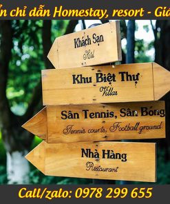 Biển chỉ dẫn homestay bằng gỗ