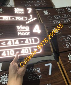 Biển chỉ dẫn tầng, số phòng gỗ sáng led