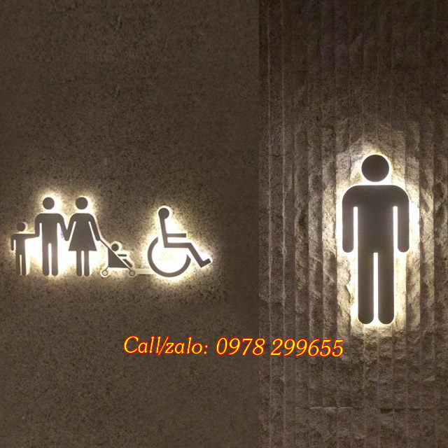 Biển toilet nam nữ có đèn