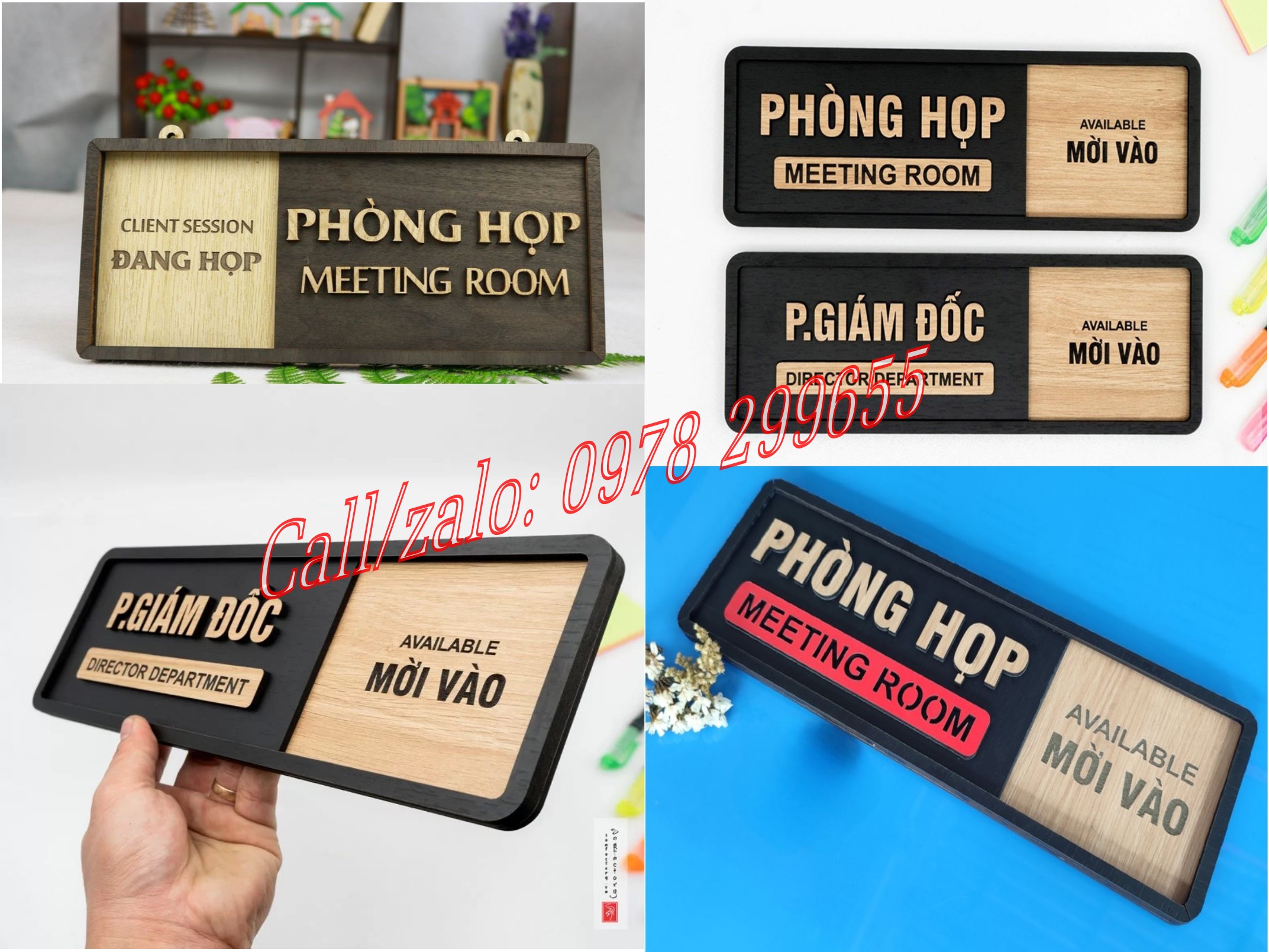 Biển gỗ phòng họp trượt ngang