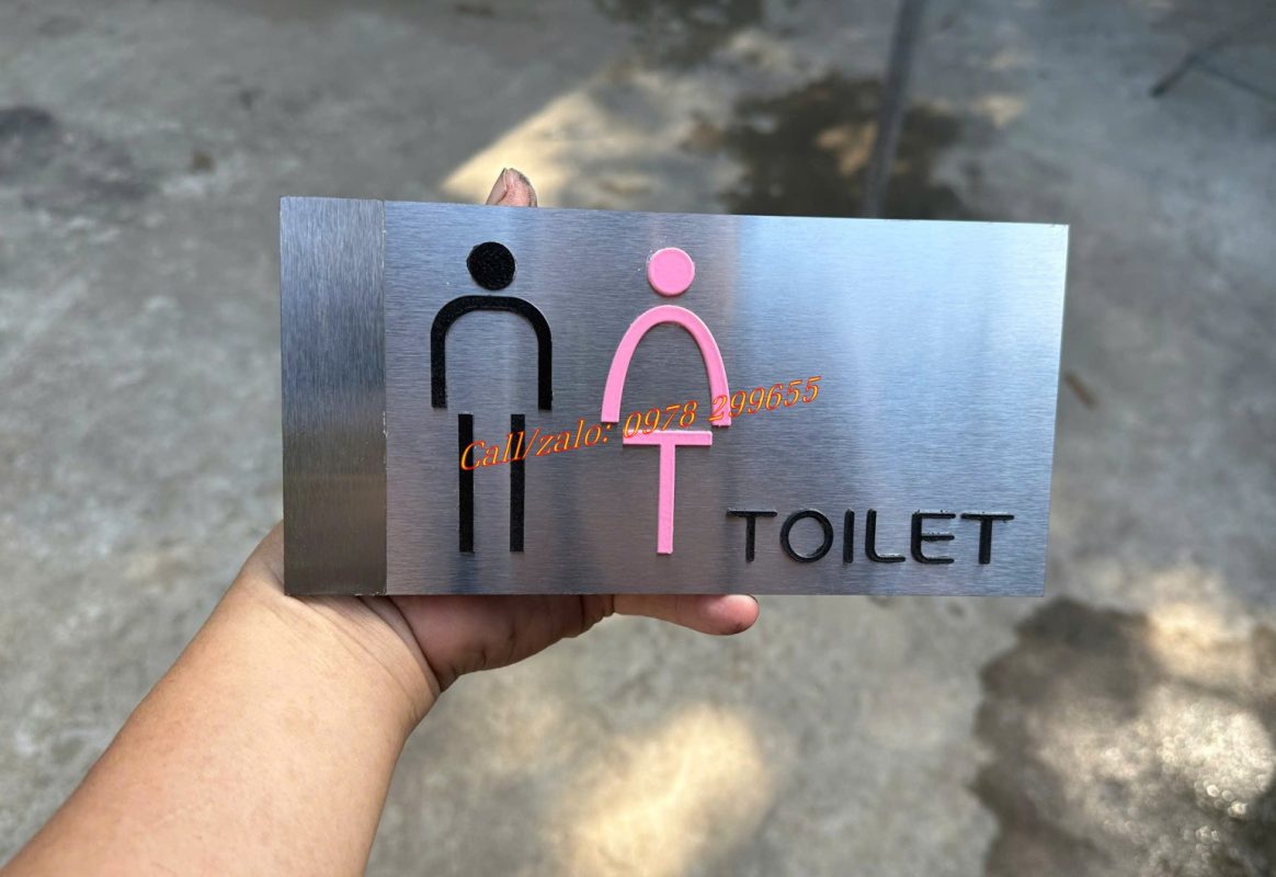 Biển nhà vệ sinh toilet đẹp inox