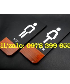Biển chỉ dẫn nhà vệ sinh, biển hiệu wc bằng gỗ dáng dài