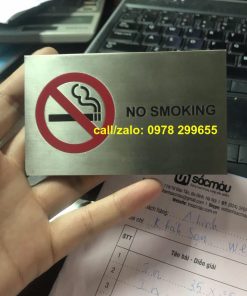 Mẫu biển cấm hút thuốc , mẫu biển No smoking bằng inox ăn mòn.