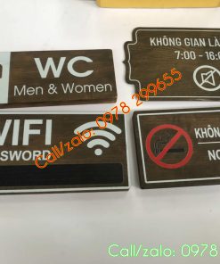 Biển báo WC - biển wifi - biển no smoking bằng gỗ