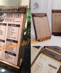 kẹp menu đặt bàn gỗ khổ A4, A5