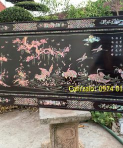 Tranh Tùng Hạc gỗ Gụ khảm ốc
