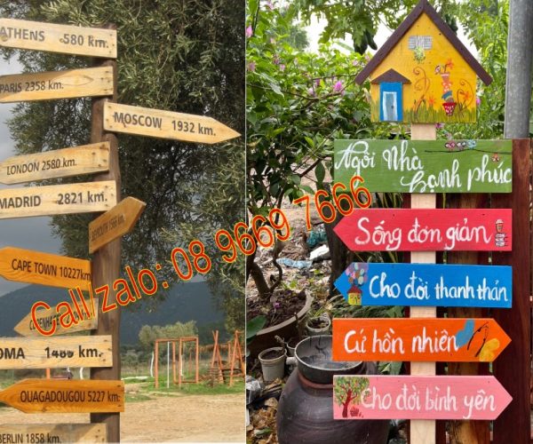 Biển chỉ dẫn gỗ homestay villa đẹp rẻ mới nhất