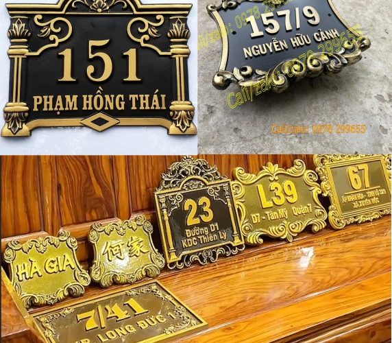 biển số nhà đúc nhôm mẫu hiện đại đến tân cổ điển