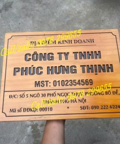 Biển tên công ty khắc gỗ