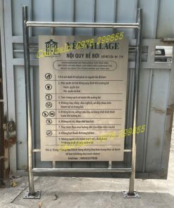 Bảng nội quy trong bể bơi bằng inox