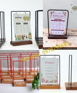 Kệ menu gỗ khung sắt